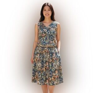 Lida Baday Vintage Skirt & Blouse Set Womens Size 8-10